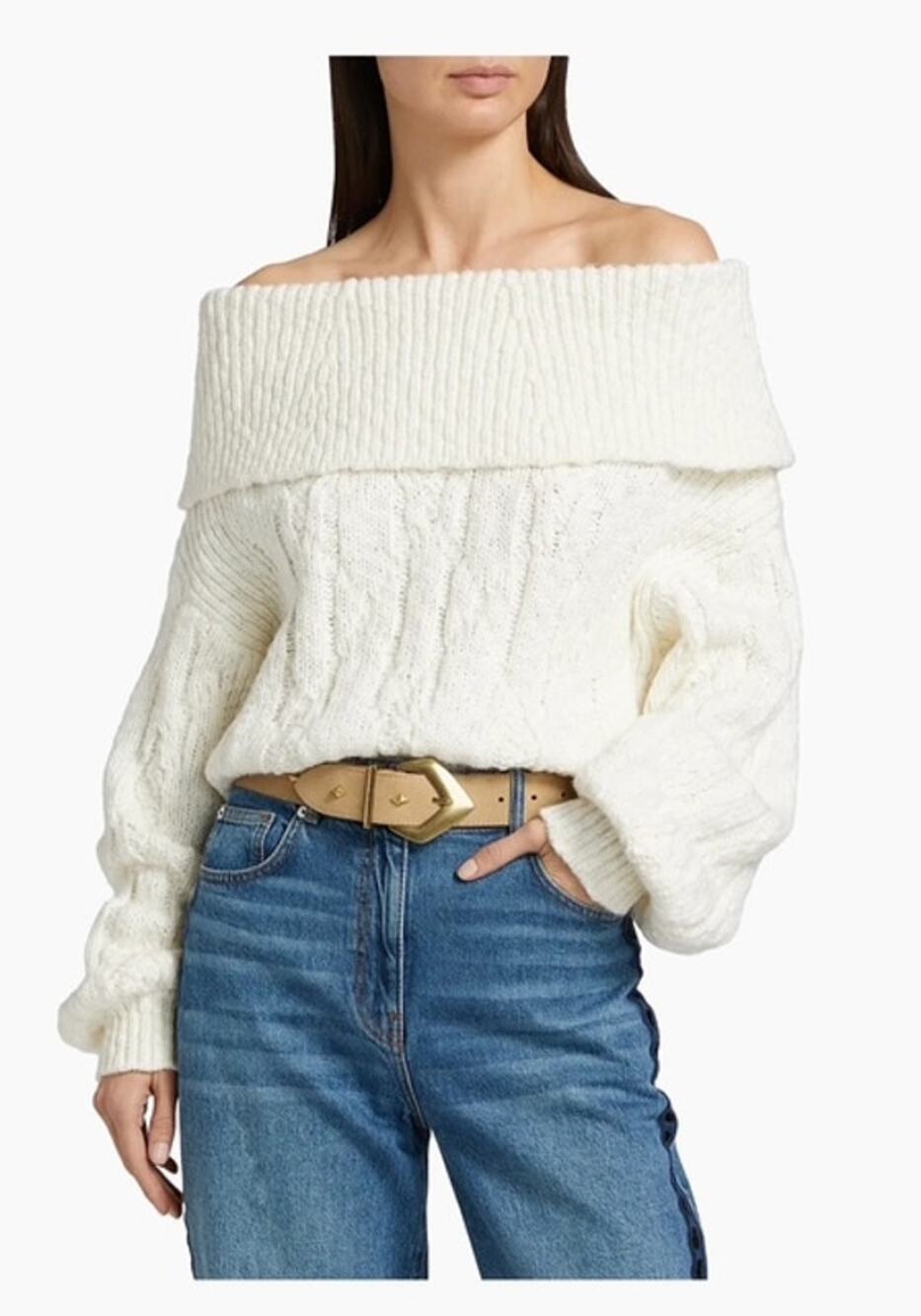 IRO Glenda Chunky Off the Shoulder Sweater in Ecru S